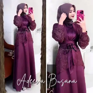 ADEEVA - VELOXA DRESS BURGUNDY INNER SILK MIX OUTER GAMIS LEBARAN PESTA KONDANGAN BRIDESMAID TERBARU MAXY MEWAH
