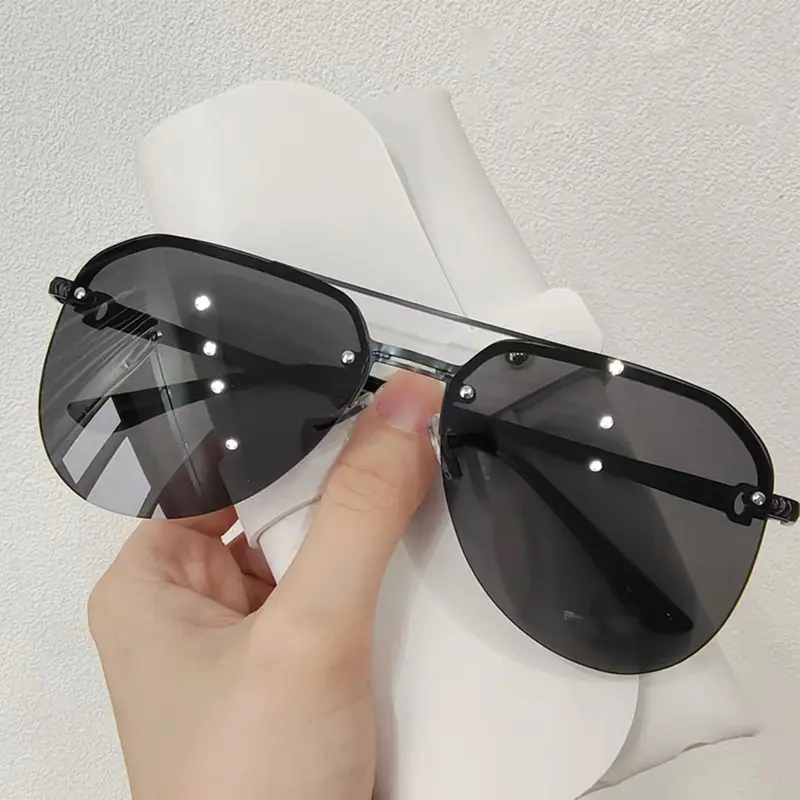 Kính Râm Thời Trang Hàn Quốc, Phong Cách BREEZES, Dành Cho Phụ Nữ Và Nam Giới, Thích Hợp Cho Các Hoạt Động Mùa Hè, Đi Biển Và Đi Xe Máy, Gọng Kim Loại, Gọng Nửa, Kính Chống Nắng, Gọng Lớn 8