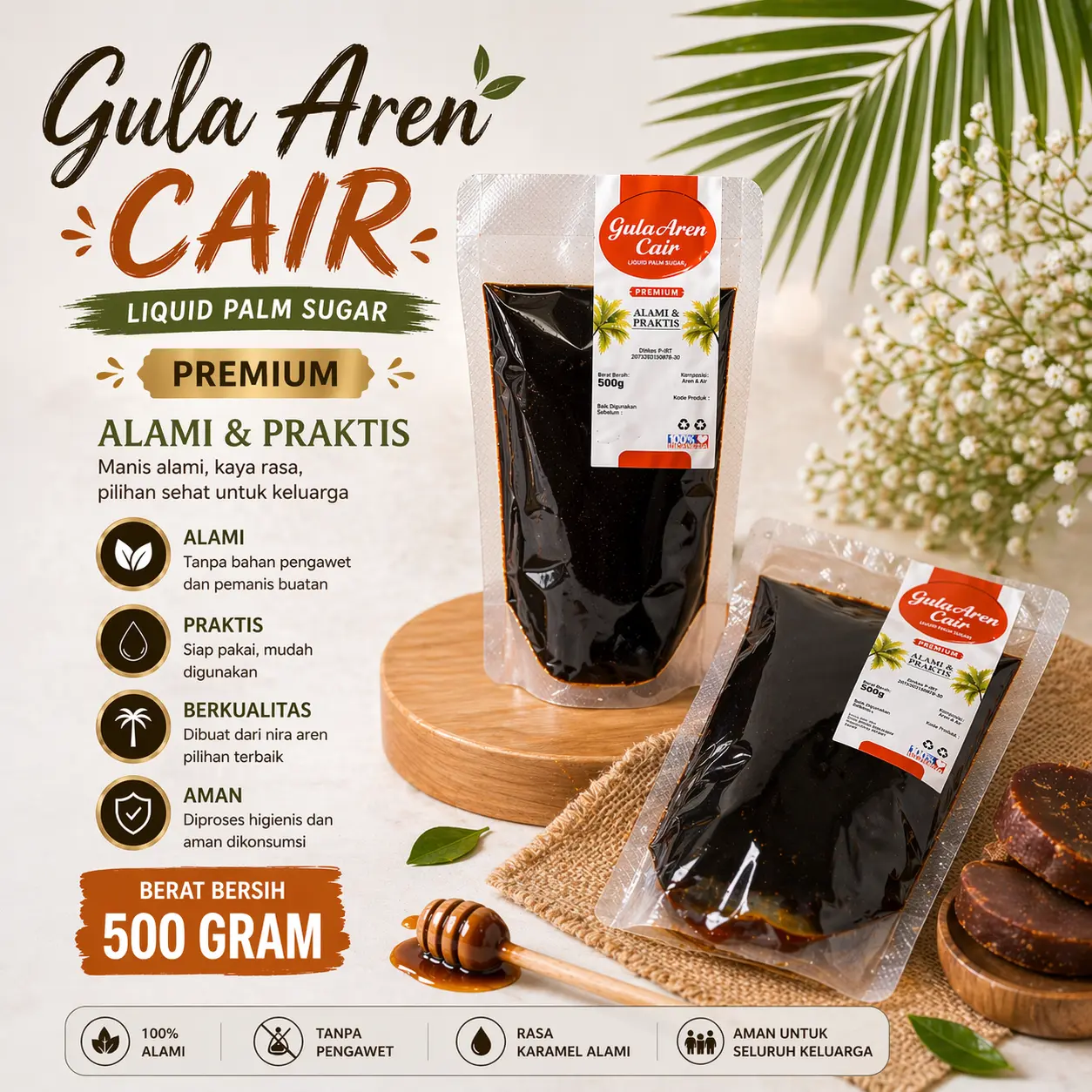 Gula Aren Cair - Palm Sugar - Brown Sugar 500 Gram Food