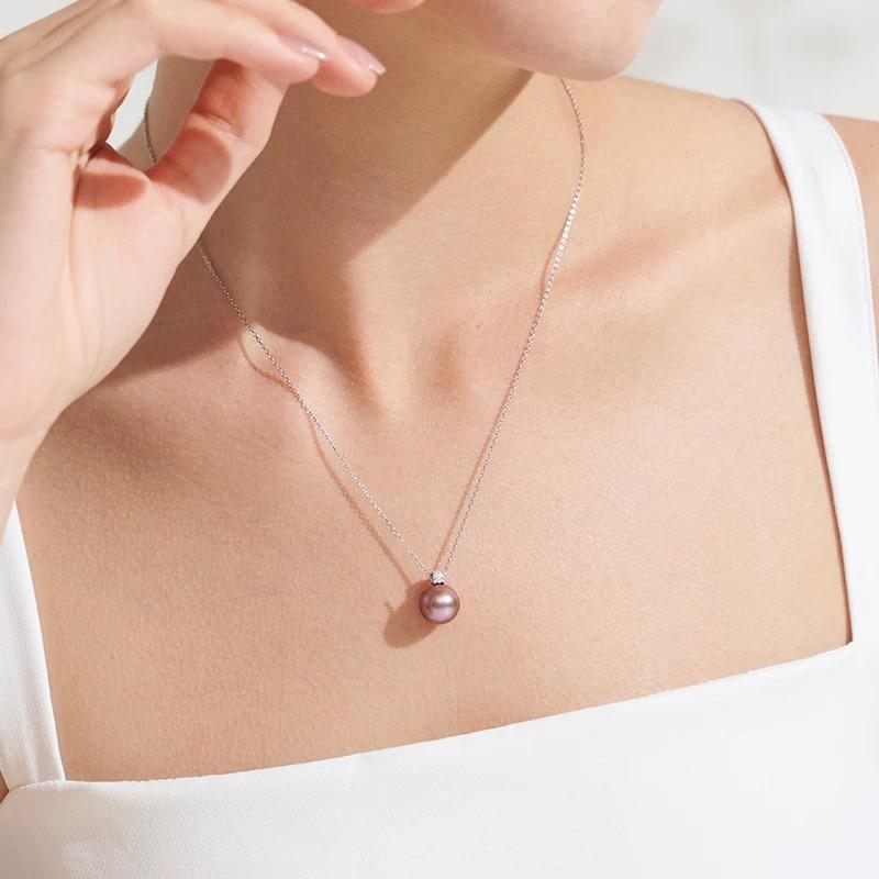 s925 sterling silver plated with 18K gold Haitong purple simple necklace x0104 2