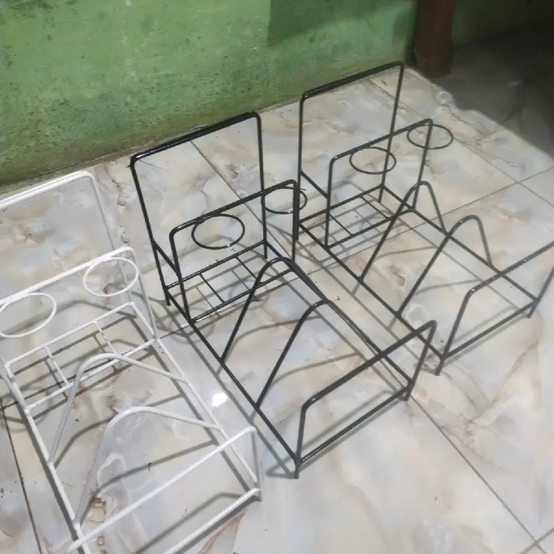 Rak Cobek Batu/Kayu Bahan Besi Koting - Penyimpanan Serbaguna untuk Dapur 2