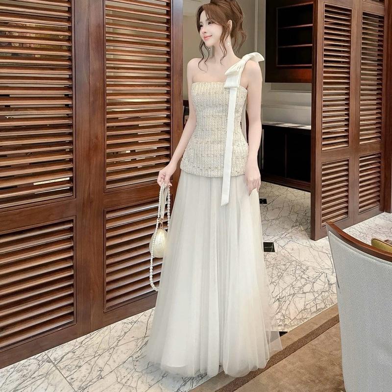 Set bộ áo dạ nơ vai + chân váy xoè dài khanhthuuu