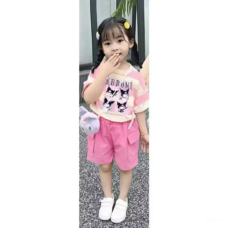 SETELAN KUROMI SALUR CELANA PENDEK UNTUK ANAK PEREMPUAN UMUR 1-6 TAHUN BAJU VIRAL TERBARU 3
