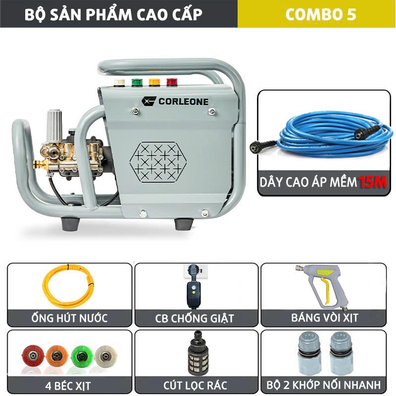 [COMBO CAO CẤP-G500-Ti sứ-220V-120BAR] Máy rửa xe Colorone 2600W động cơ cảm ứng từ, đầu bơm trục khuỷu ty sứ áp lực cao gia đình rửa sân vườn, rong rêu, chỉnh áp rửa máy lạnh, may rua xe áp lực cao chống nước, máy xịt rửa xe áp lực cao, dễ dàng sử dụng