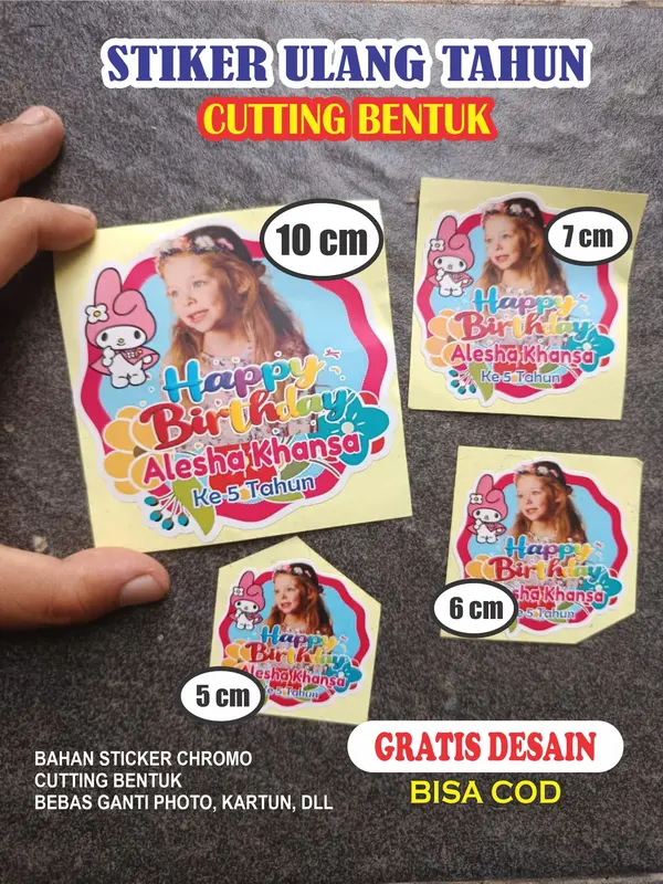 STIKER ULANG TAHUN (CUSTOM) cetak Bentuk 2