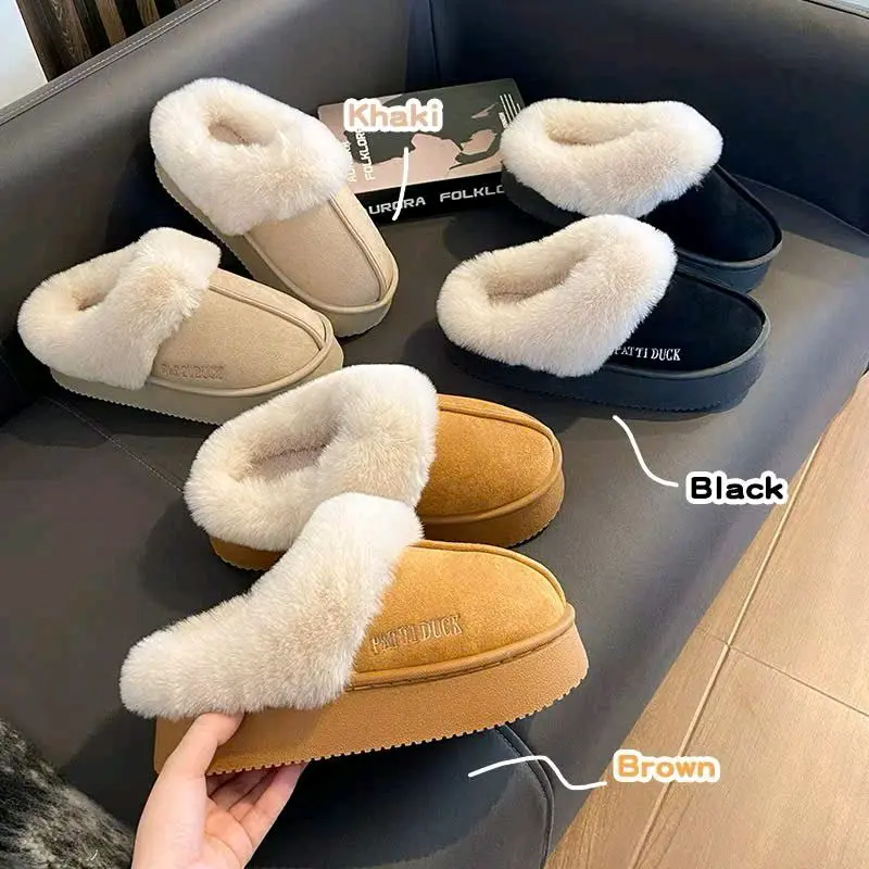 Dép Sục Lông Vũ Ấm Áp Cho Mùa Đông Đế Cao 4Cm ,Phòng Cách Hàn Quốc,Hàng QC Loại 1
