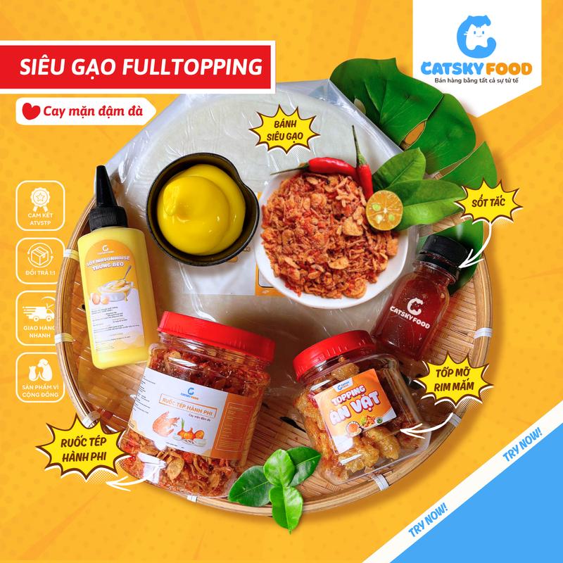Combo Truyền Thống Bánh Tráng Phơi Sương Bơ Catsky Food Ruốc Tép Khô Hành Phi & Bơ beo thơm ngon tặng Sốt Tắc - Combobanh Trang Tuổi Thơ, Phomai