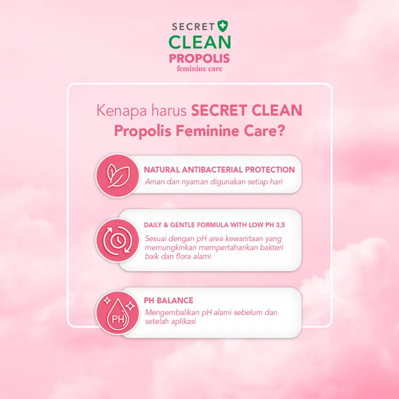 SECRET CLEAN Propolis Feminine Wash | Pembersih Kewanitaan 100ml | Peptide Niacinamide | Clean 3