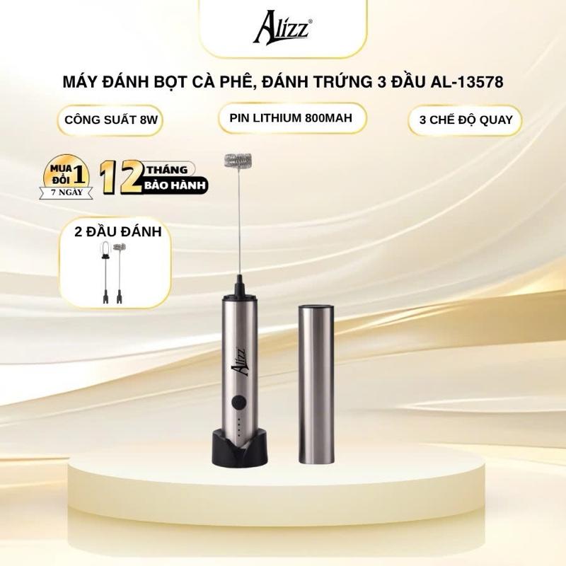  Máy Đánh Bọt Cà Phê Cầm Tay Máy Đánh Trứng Tạo Bọt 3 Đầu 2 Kiểu Sạc Hiện Đại ALIZZ 13578 