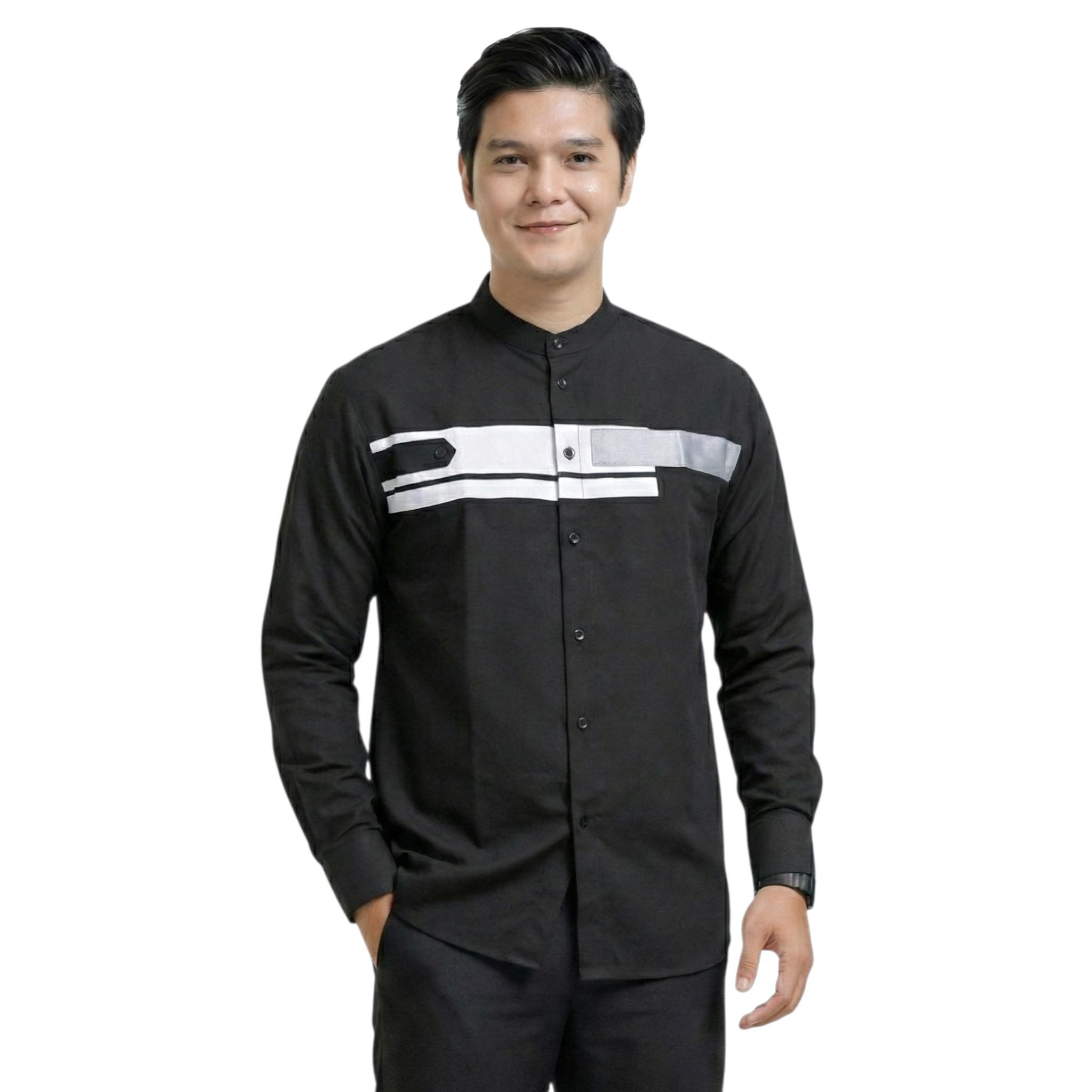 PAKET 2 PCS Baju Koko Pria Lengan Panjang Motif Yordan Hadroh Muslim Dewasa Model Terbaru Kekinian