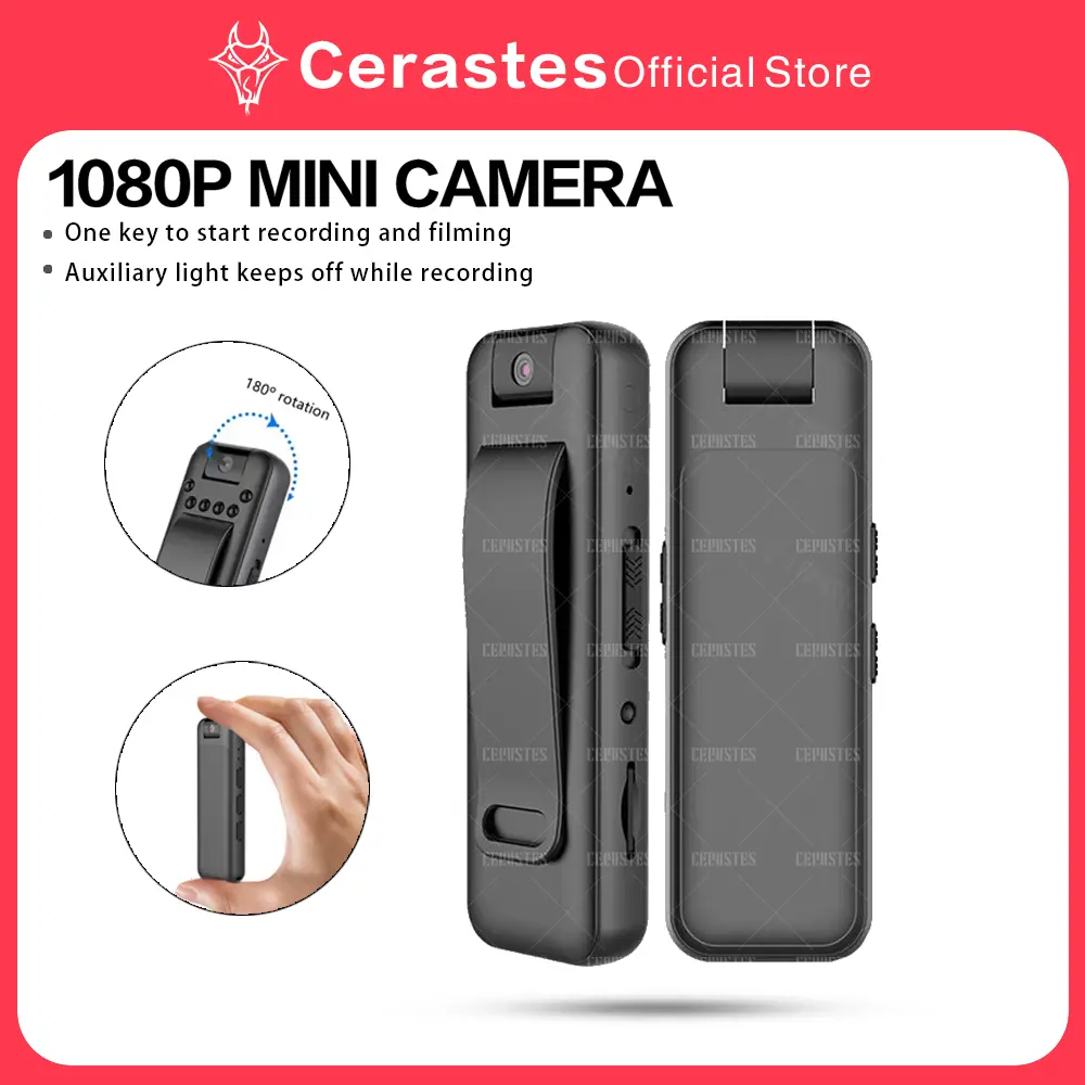 CERASTES Mini Camera Full HD 1080P Micro Body Camcorder Night Vision