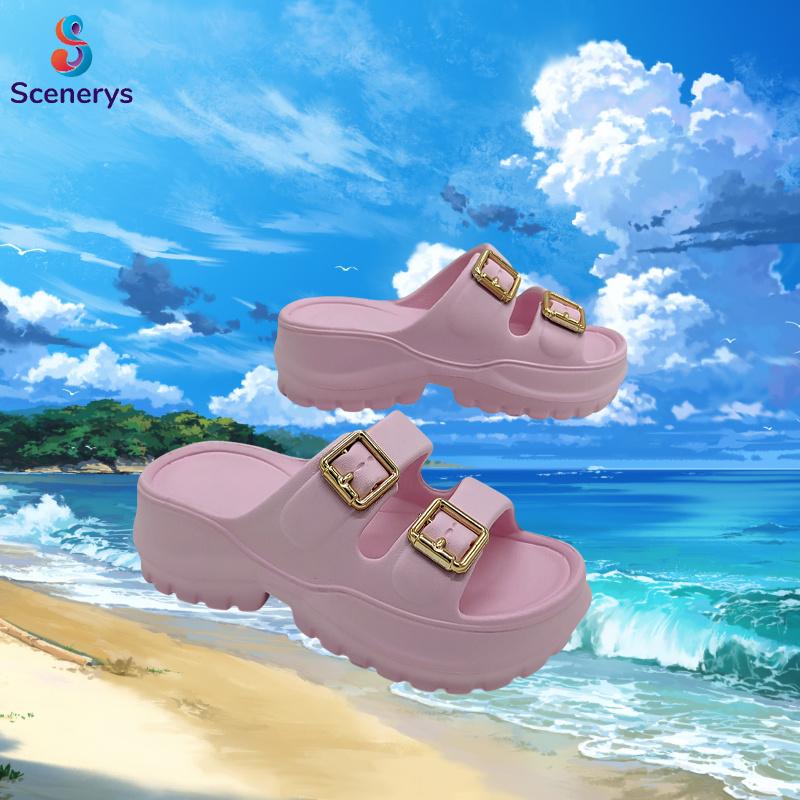 Scenerys Sandal anak perempuan dengan hak baji yang lembut, sandal EVA ukuran 30-35 6