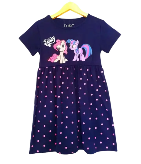 D&C Dress anak perempuan Unicorn Polkadot Salem /Pony Navy /HK Merah /UN FP Ungu Usia 1-6 tahun / Pakaian Anak Cewek / Baju Katun Bayi 2