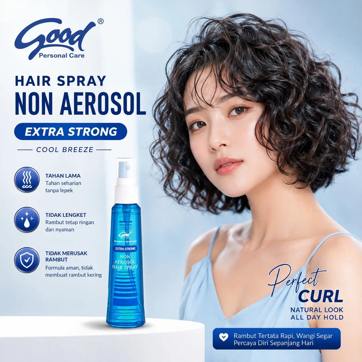 Good-I Hair Styling Spray Extra Strong Non Aerosol 90ml / 200ml Refill Mousse Pomade Hijab