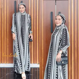 Irmalaila - Naila Dress Gamis Set Hijab Wanita Muslim Panjang Katun Rayon