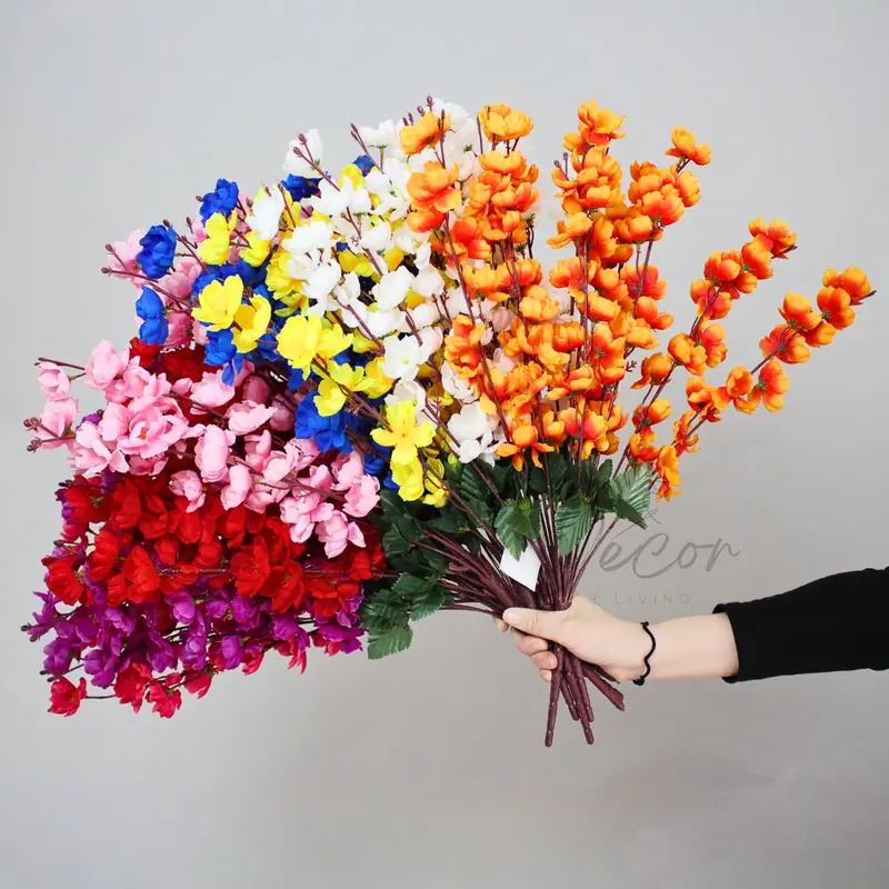 Bunga Sakura Cherry Blossom 7 Cabang 56CM Meihua Plastik Dekorasi Sakura Tancap Bunga Hias 0