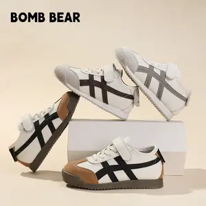 BOMBBEAR GAJIAN SALE 10.10 YN-MC9501 Sepatu Sekolah Anak Dengan Fashion Sneakers bahan Strap Velcro Kulit Sintes Premium, Kualitas Nyaman Lentur Ringan Desain Ergonomis untuk Aktivitas Aktif Si Kecil! warna Coklat, Abu Abu, Khaki dengan ze 26-36