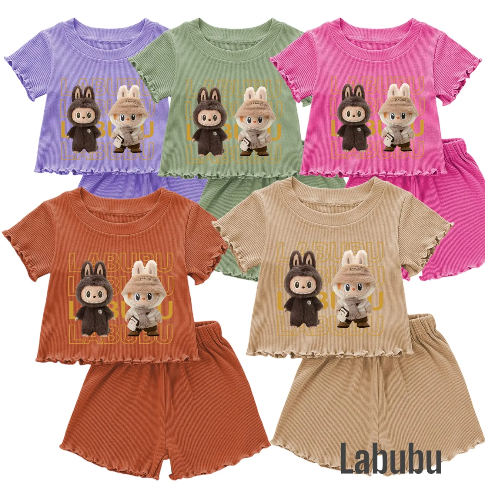 Setelan Anak Perempuan Katun Knit Usia 1-5 Tahun