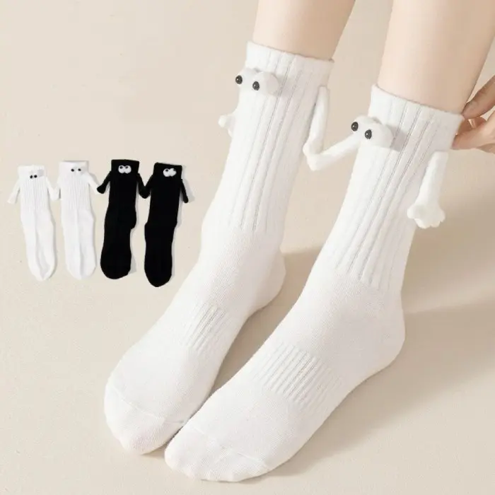 U»Ns  Kaos Kaki Magnet Tangan Gandeng An Hitam Putih Viral / Kaos Kaki Tangan Gandeng An Panjang / Kaos Kaki Magnet Viral Lucu Anak Dan Dewasa / Kaos Kaki Mata / Hand In Hand Socks / Socks Couple Magnetik Cotton Y❤Uc