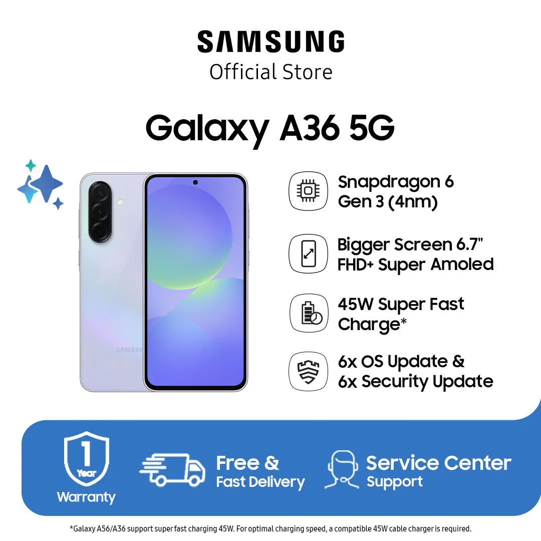 Samsung Galaxy A36 5G [8/256] [Upgrade dari 8/128 GB] | Galaxy AI | Snapdragon 6 | 45W Super Fast Charge