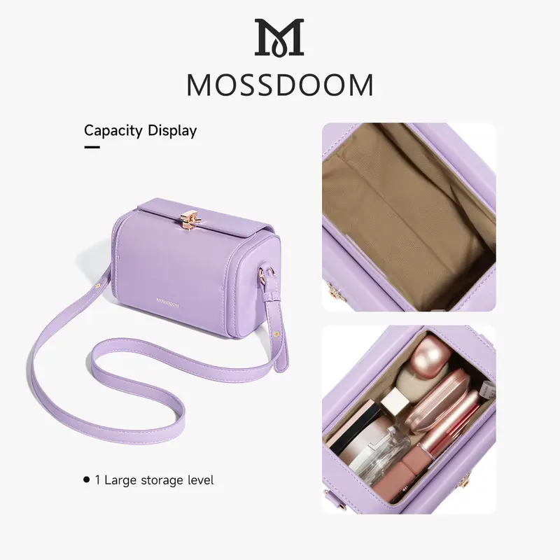 MOSSDOOM Tas Wanita Bexley Bag Tas Kotak Elegan Tas Selempang Desain Kunci Warna Solid 5