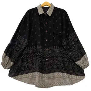 Atasan Kemeja LD 140cm Wanita Oversize Jumbo Plus Size Bahan Rayon Motif Kekinian Nyaman Adem Lembut