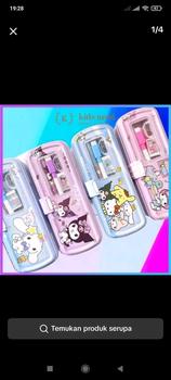 Product Review of Pensil Case Kaleng Rantang 3 Susun Ada ISI / Kotak Pensil Sleting / Tempat Pensil Kaleng White Board Karakter Kuromi Lucu Stationery from @**i 0