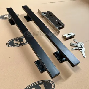 1 set gagang kunci pintu full black panjang 33cm 45cm 60cm handle pintu mewah gagang pintu stainless