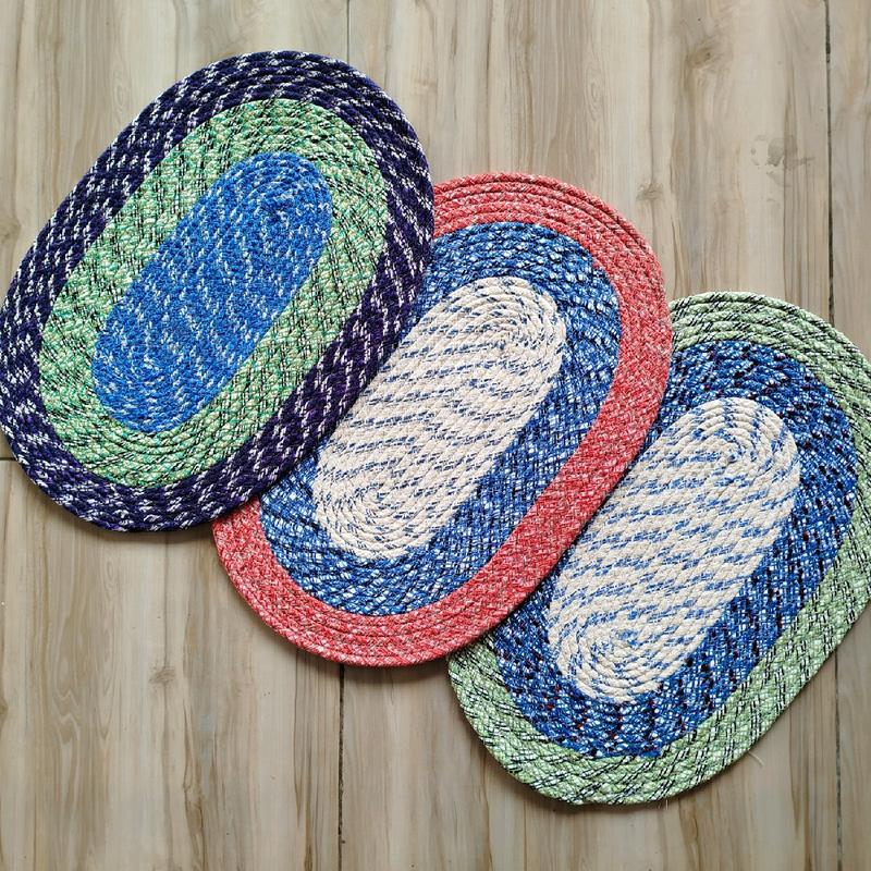 Keset Sumbu Oval Pelangi Anti Slip Daya Serap Tinggi - Lantai, Benang - Klasik Tradisional keset  kaki 4