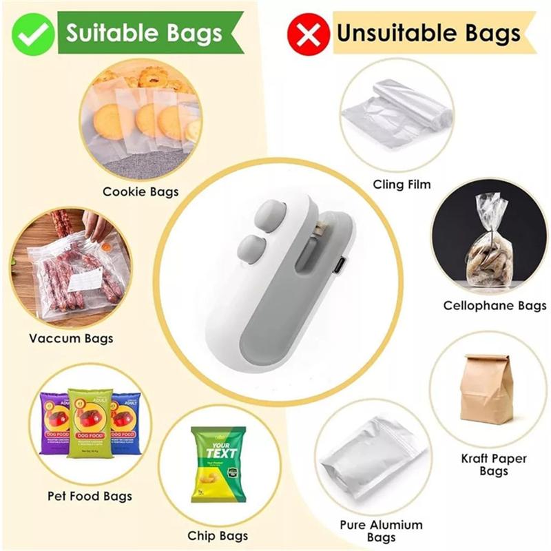 Product Introduction of 2 In 1 Portable Heat Sealer Kitchen Mini Bag Sealing Machine Rechargeable Heat Sealing Snack Packaging 6