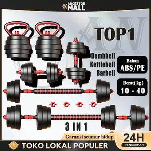 【TOP1】Dumbbell Set Kettlebell barbell 10kg 20kg 30kg 40kg Dumbel kebugaran Latihan kekuatan
