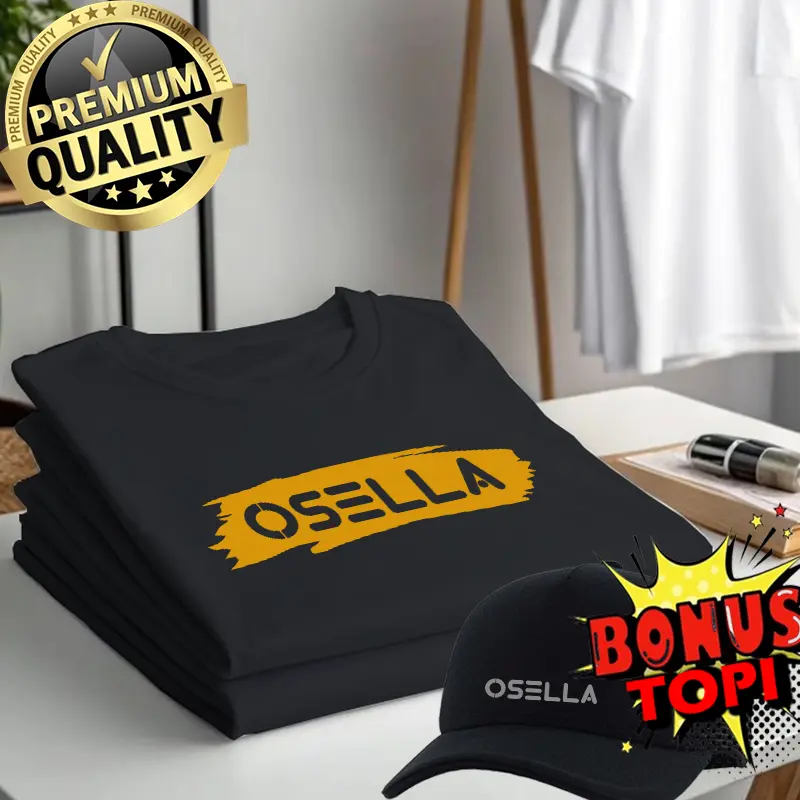 BELI BAJU GRATIS TOPI...!!! Kaos Distro Cowok Lengan pendek Logo Osella sobek gold | Kaos Pria Dan Wanita Premium | Kaos Oblong  Casual  Cowok Santai Tulisan Sablon Keren Bahan Lembut Katun Combed Kain Nyaman 2