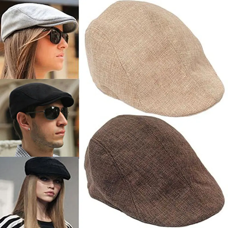 Mens Peaky Golf Driving Hat Flat Cap Women Cabbie Beret Country Boys Newsboy Hat