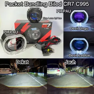 PACKET BUNDLING BILED CR7 C995 Original 2,5inc Blue Lens Paket Murah Plus Kipas