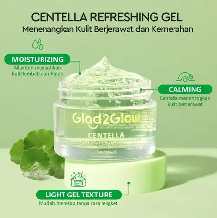 GLAD2GLOW CENTELLA ALLANTOIN SOOTHING GEL MOISTURIZER 30GR - SHOOTING GEL 30GR
