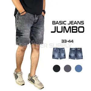 Renover Celana Pendek Jeans Pria Dewasa Ukur Jumbo Denim Tebal Hitam Nyaman  Santai Distro Cowok Casual Keren
