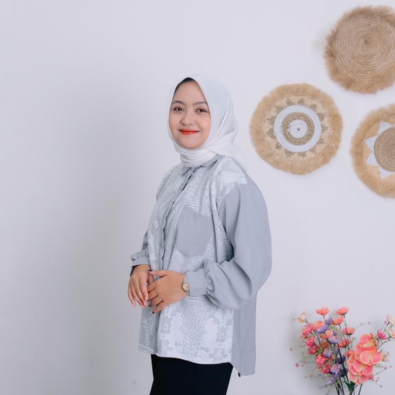 Product Introduction of Malrene - Atasan Wanita Terbaru Kemeja Burkat Blus Kekinian Baju Panjang Cewek Casual 9