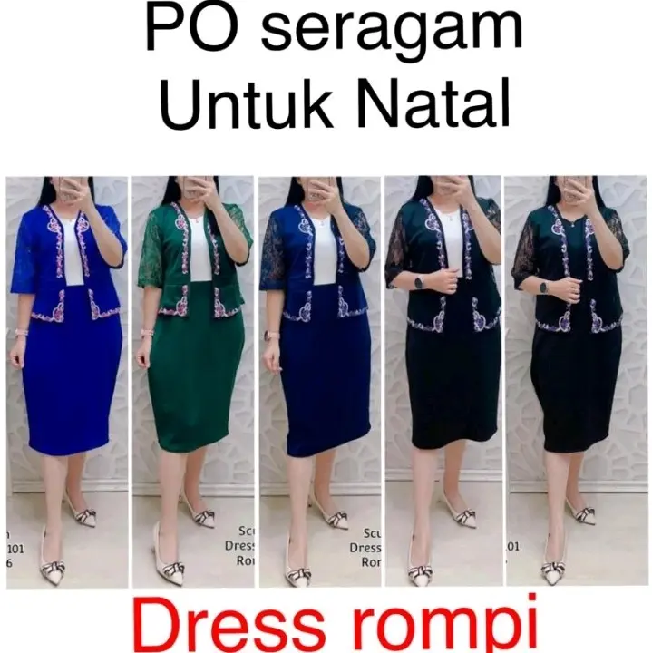 SERI HITAM PUTIH  DRESS kode 9258  *ROMPI LEPAS* Original Bordir  Mat : SCUBA & brukat Import
