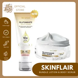 [BUNDLING] Skinflair Glutawhite Milky Lotion NEW 150 ml & Glutathione Body Scrub Tone Up Booster 250 ml | Original Produk 100%