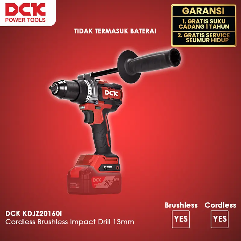 DCK KDJZ20160i Cordless Brushless Impact Drill / Mesin Bor Impact Baterai 13mm 0