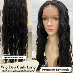 Wig Rambut SHC Lace Belah Tengah Dep Curly Cokelat Natural Panjang 70 cm