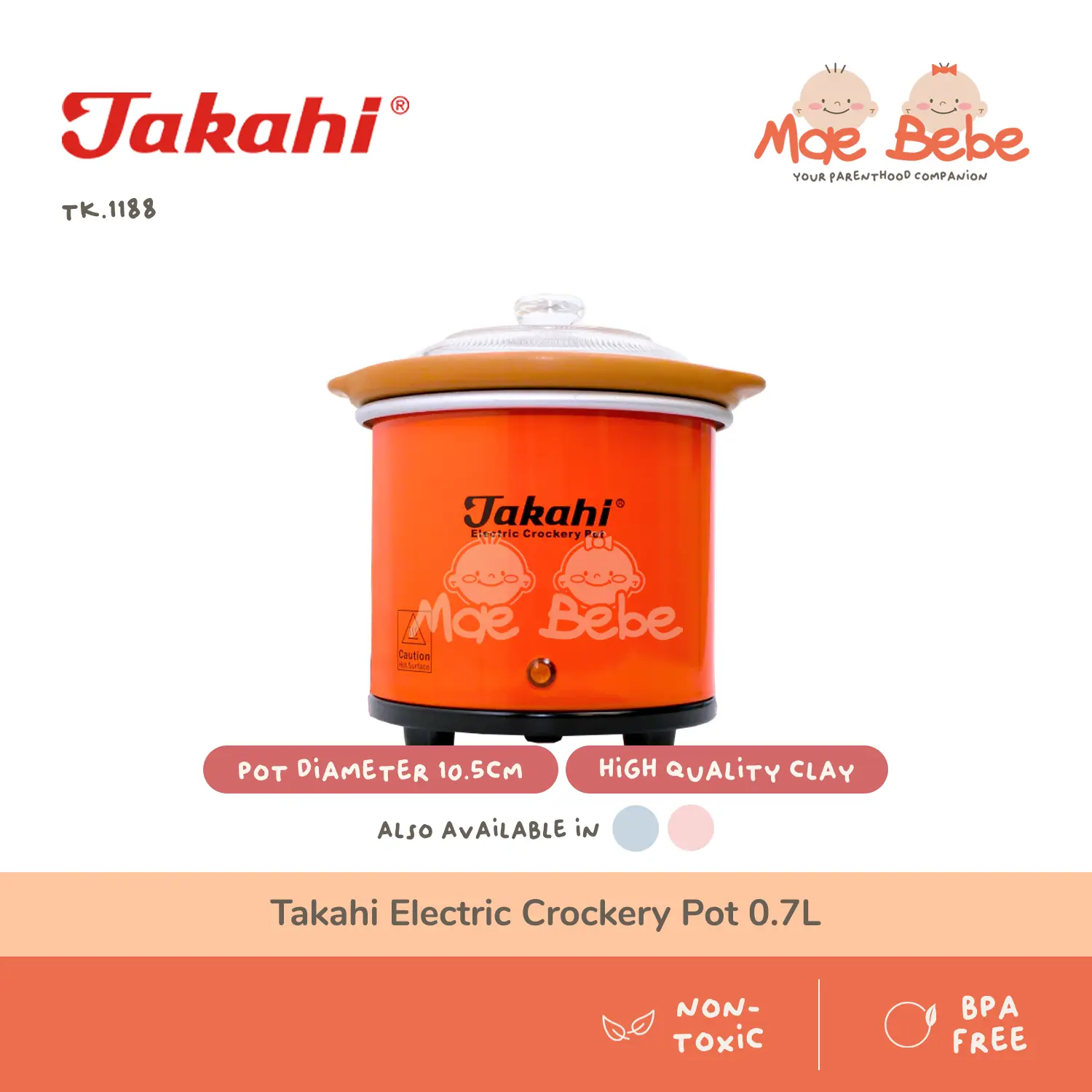Takahi TK.1188 Electric Crockery Pot 0.7L Slow Cooker Alat Masak MPASI Anak Bayi