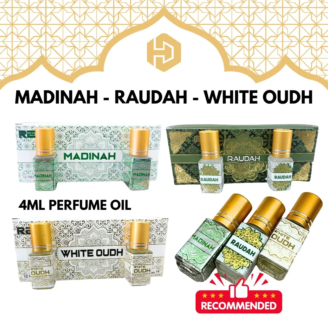 Raudah Perfume | Madinah Perfume | White Oudh Perfume | Roll-on Attar REX Perfume (2btls x 4ml)