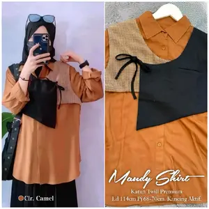 [parveen id] Maudy Shirt Kemeja Vest Set 2in1 Katun Twill Premium | Kemeja Lengan Panjang Wanita Korea Style