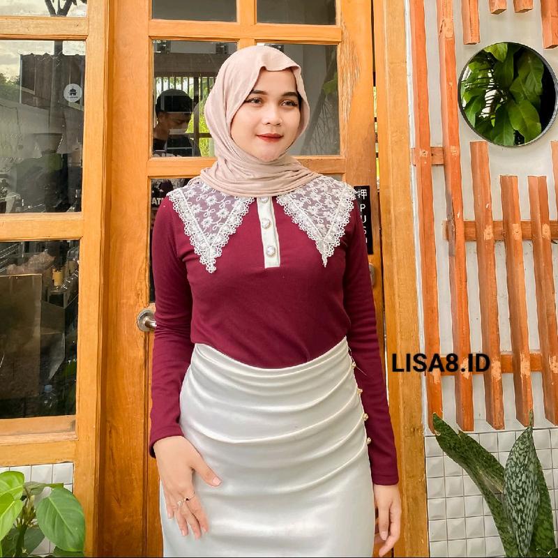 Pororo Blouse Knit Premium melar Puff Renda halus Atasan wanita Korean Style Kekinian 6