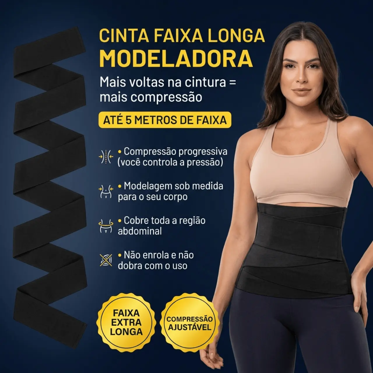 Faixa Modeladora Feminina Alta Compressão Sinta Abdominal Plus Size Ajustável Confortável e Respirável Para Sair Treino Dia A Dia Moda Feminina - imagem 2