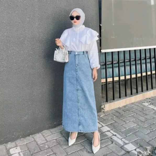 [Lboss] Rok jeans wanita/Rok denim/Rok span Theana/resleting skirt denim/rok jeans simpel Korean style
