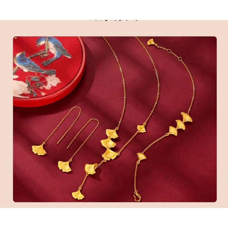 Product Introduction of SS24 Brass Gilding Necklace Bracelet Ring Women's Set 20