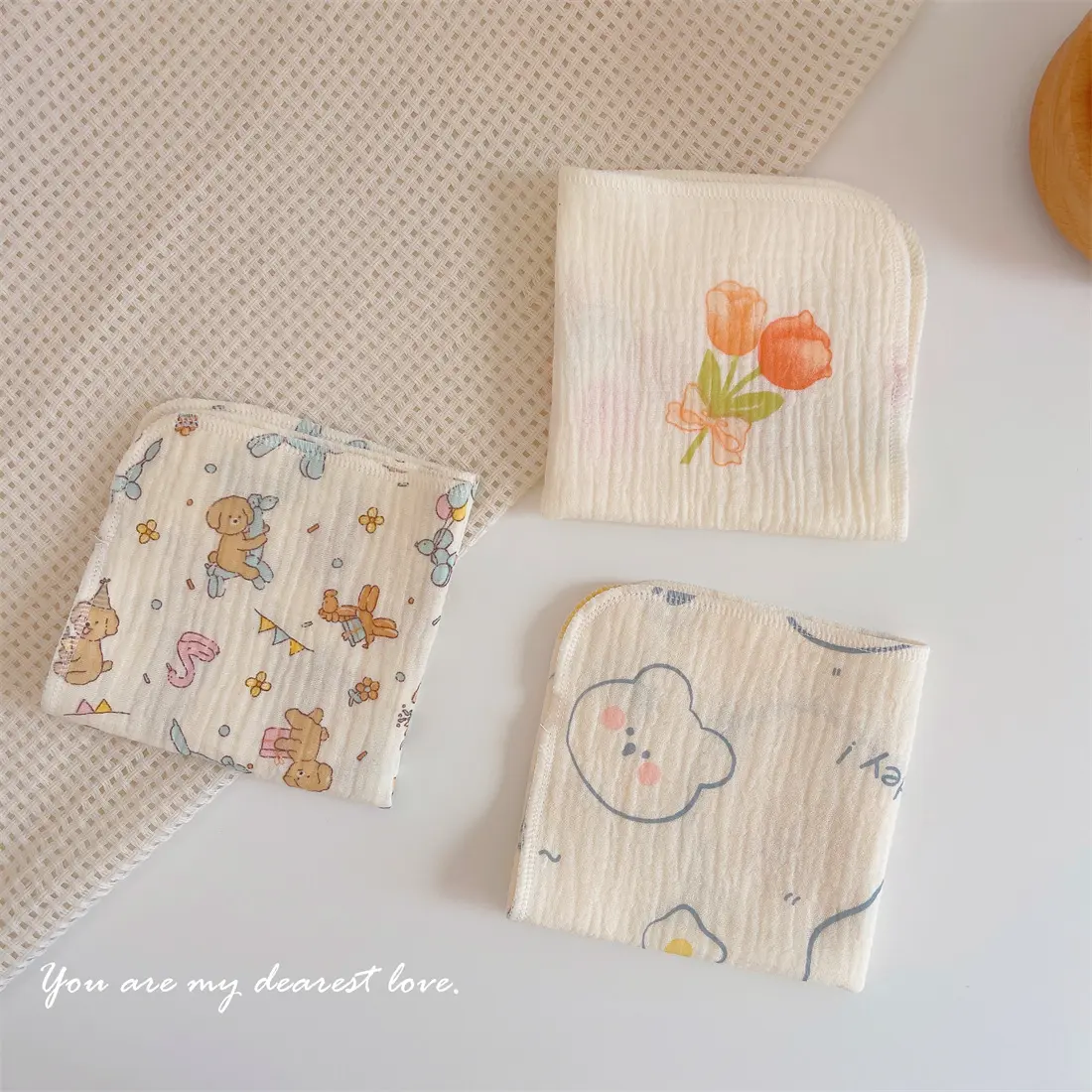 Baby Handkerchief Washcloths Muslin Cotton Baby Face Towel Soft Baby Muslin Cloths Wipes Bibs for Girls & Boys Multi-style Muji READY STOCK!!! Haiwan Ocean