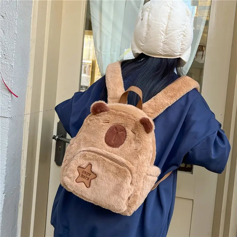 【School bag】Ransel Mewah Kapibara Capybara bobeka lucu Coklat Kapasitas Besar Fashion Backpack 1